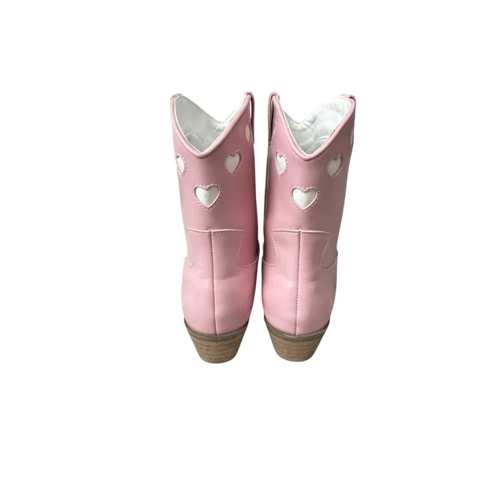 Lola + The‎ Boys Pink Heart Cutout Western Cowboy Boots Kids Size 4Y